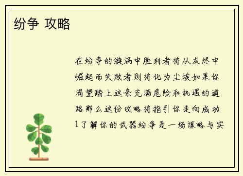 纷争 攻略